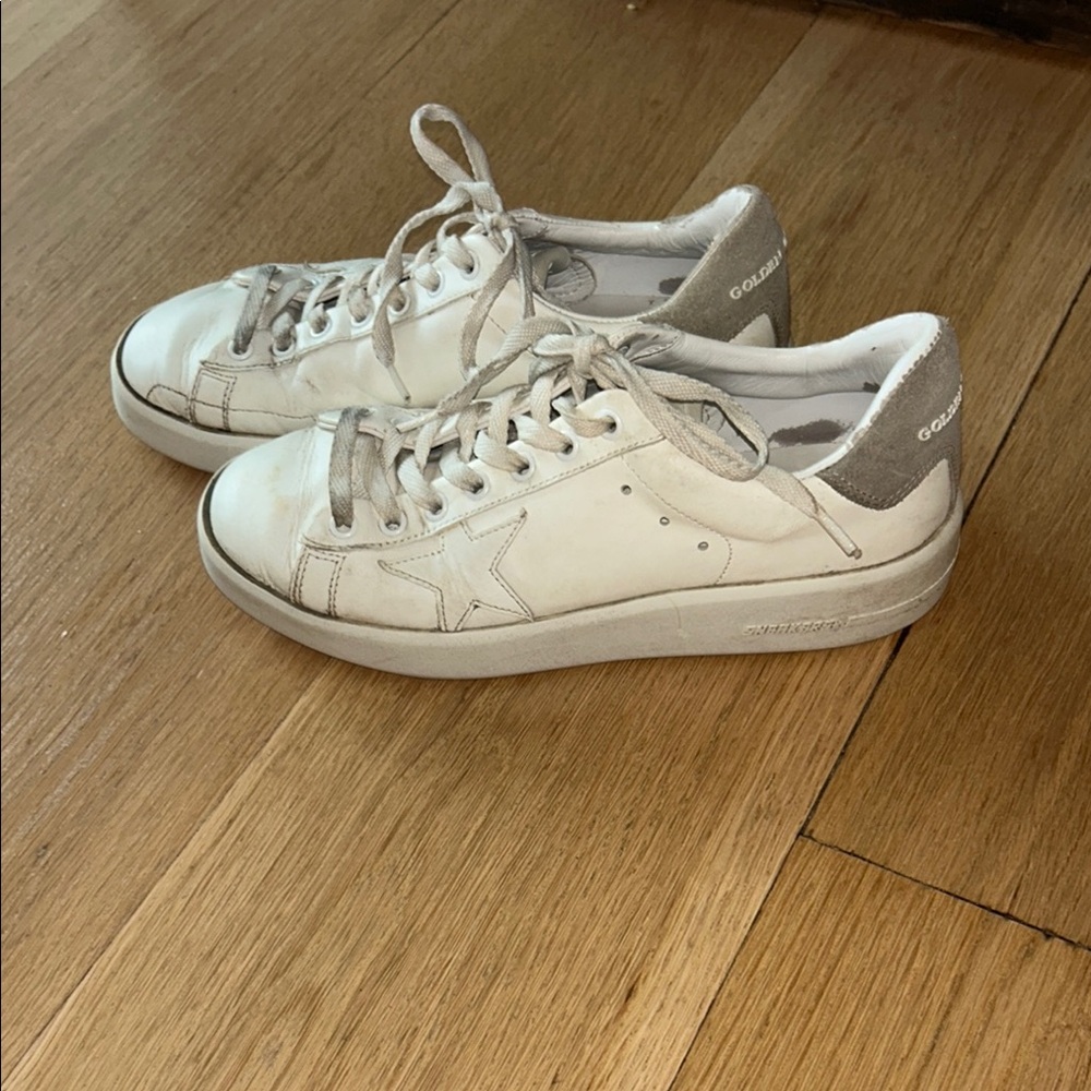 Golden Goose Cream and Gray Star Sneakers